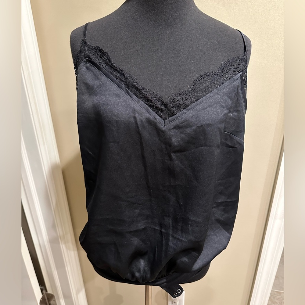 Black Lace Trim Cami Bodysuit